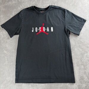 Air Jordan Red Jumpman Logo Black T-Shirt Men's M